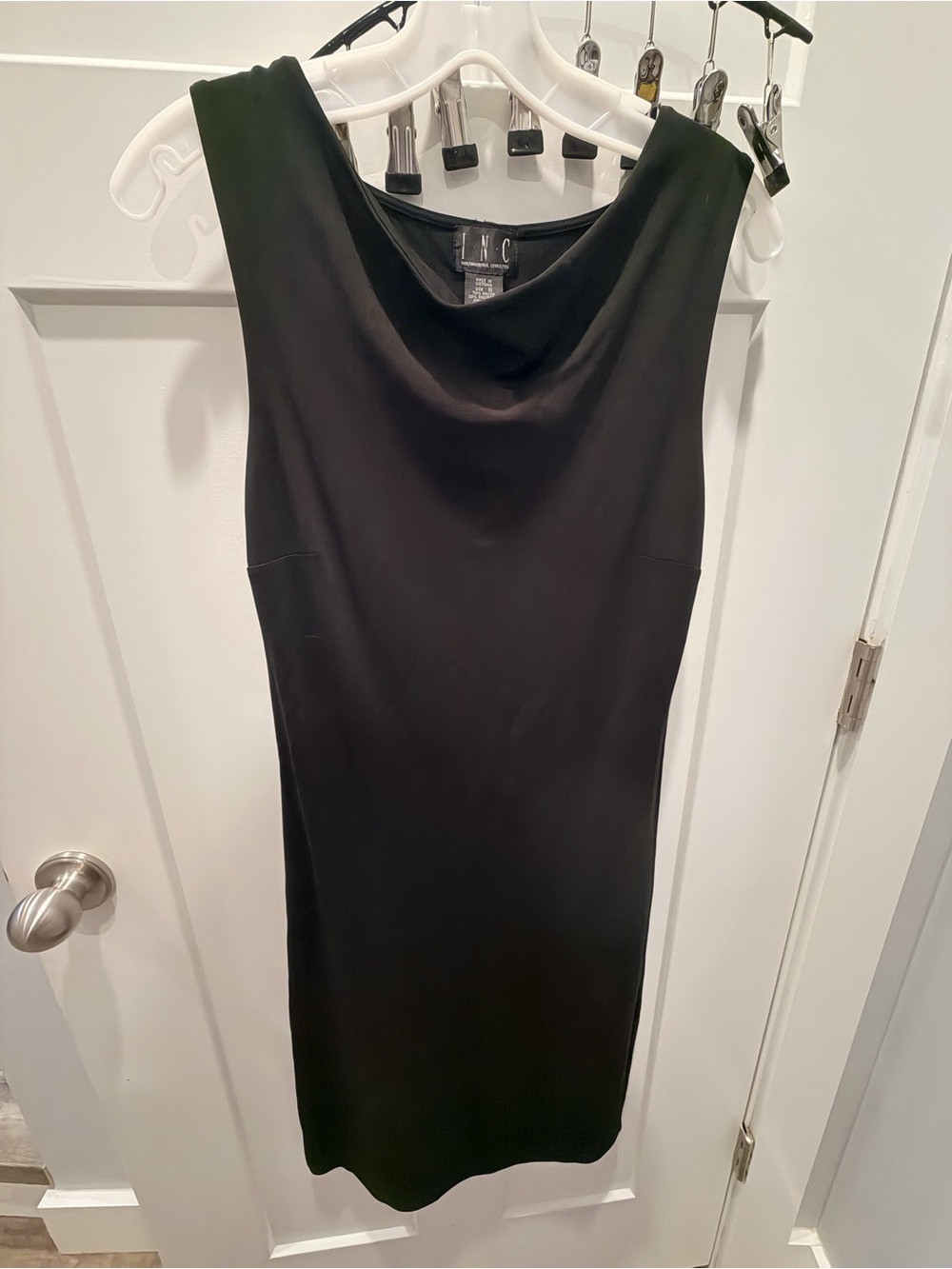 INC International Concepts Women’s Small Black Cowl Neck Sheath Dress